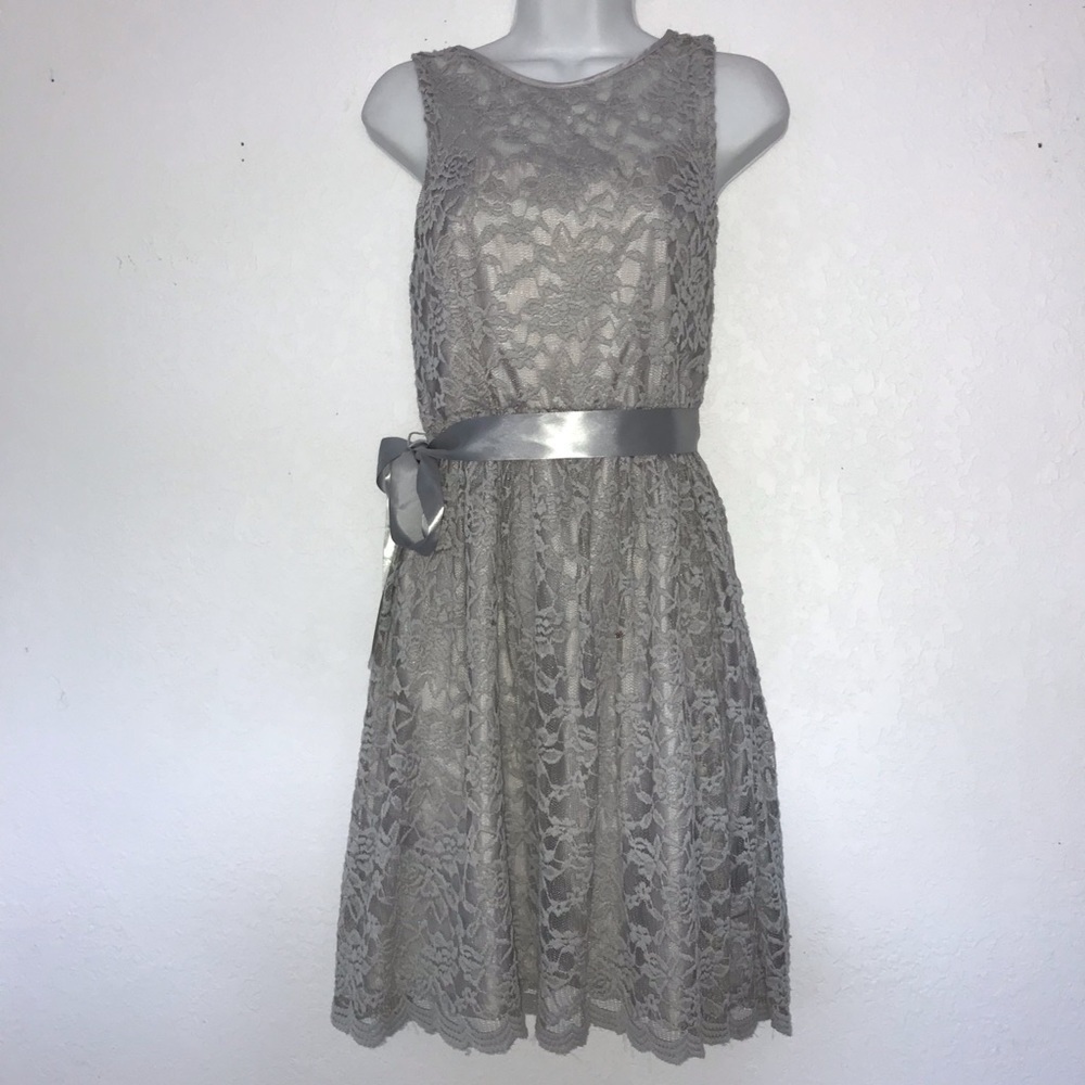 Simply Liliana Lace Overlay Keyhole Back Dress